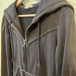 Prairie Underground Hoodie Long Full Zip Cloak Coat Graphite Charcoal Grey Small